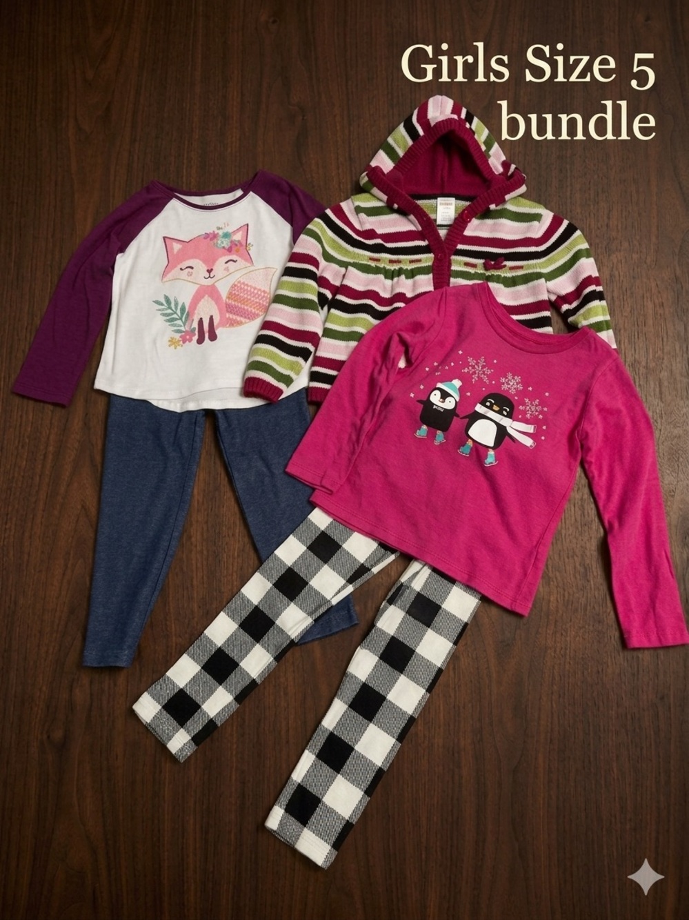 Girls Size 5 Clothing Bundle with Hooded Cardigan
